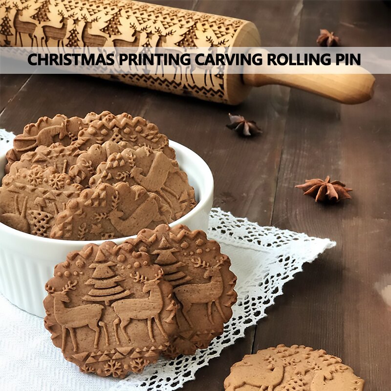 Trä jultryck carving kavel träsniderier prägling älg snöflinga julgran snögubbe kakor hantverk