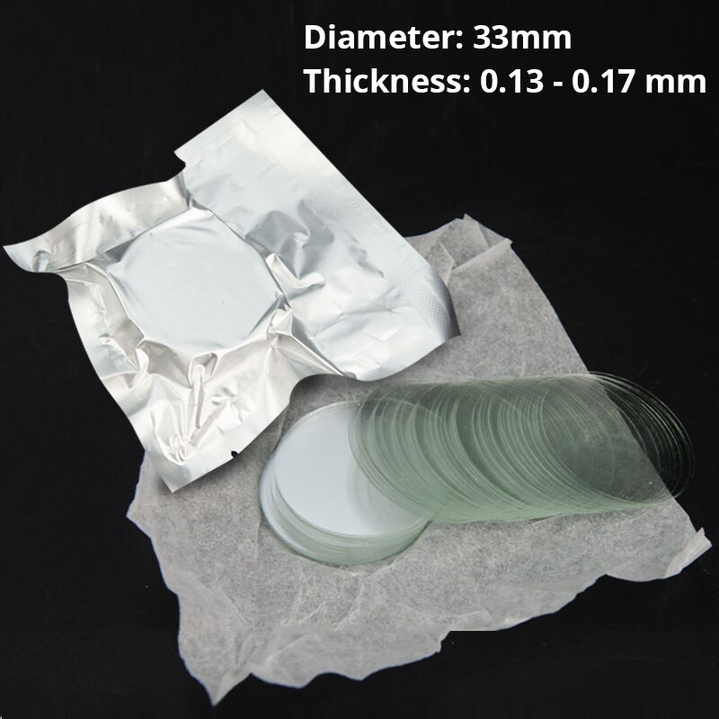 100pcs Microscope Glass Slide Transparent Round CoverSlips Blank Slides 31mm 33mm Coverslides Thickness 0.13 - 0.17mm