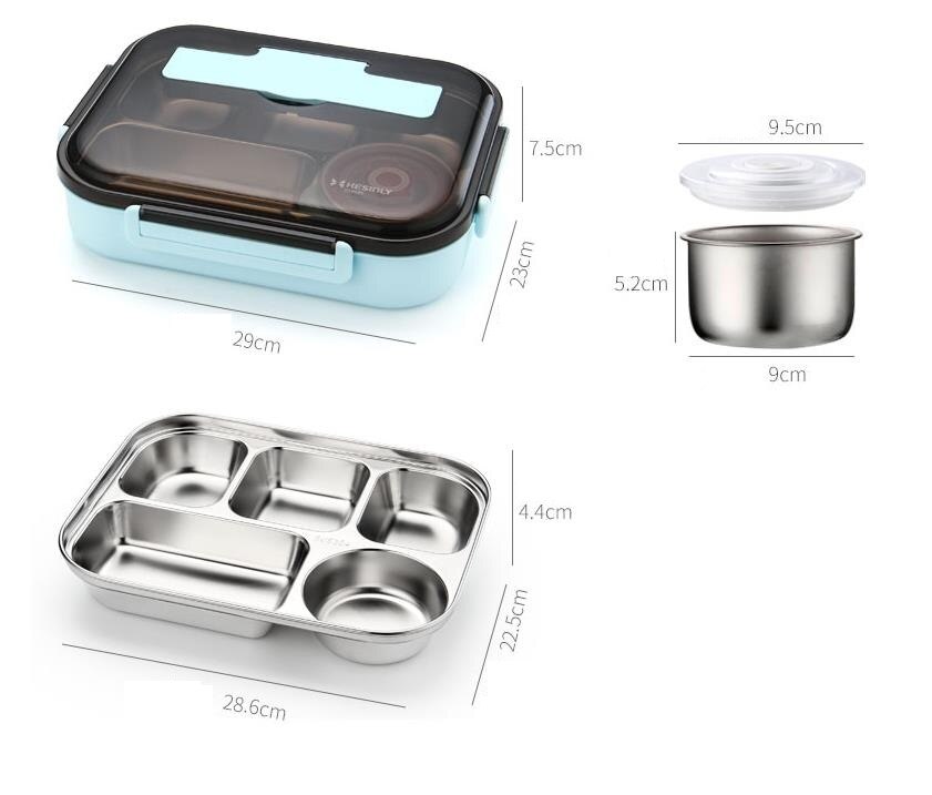 Japanese Bento Box Food Container White Bag Set Food Storage Containers Children Heated Lunch Box Stainless Steel Adults 304 Bar