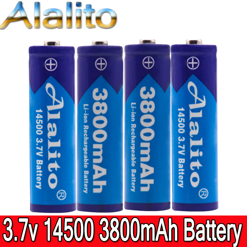 2-20 Pcs Alalito Aa 14500 3800 Mah 3.7 V Lithium Ion Oplaadbare Li-Ion Batterij Batterijen En Led Zaklamp,