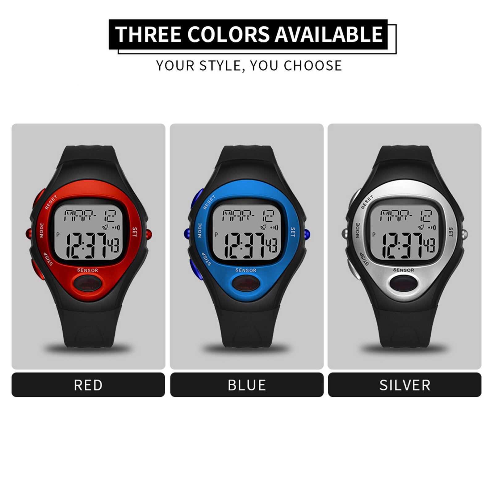 1PC Man Heart Rate Monitoring Multifunctional Sports Electronic Watch часы мужские наручные zegarki meskie zegarek meski