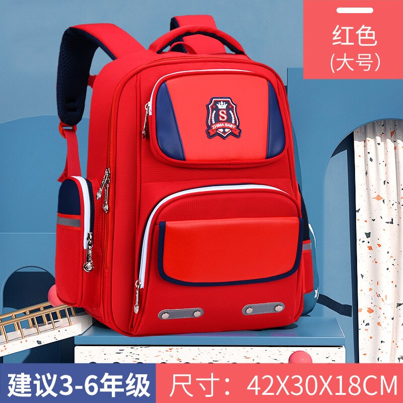 Children School Bags For Girls Boys Kids Orthopedic Backpack In Primary School Backpacks Mochila Infantil: large red