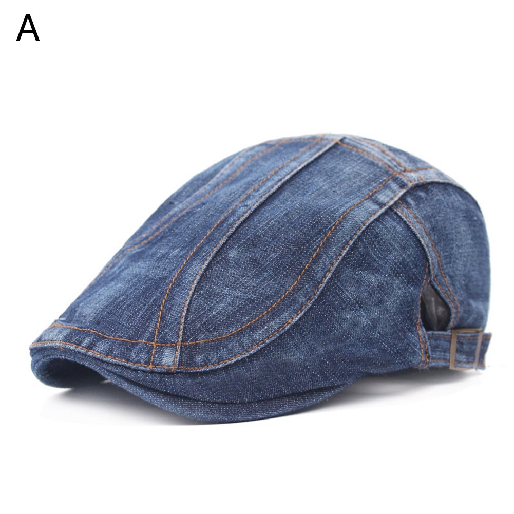 Erwachsene unisex einstellbar klar denim baskenmütze für frauen männer blank jean flache zeitungsjunge mütze frühling sommer sonnenhut: A