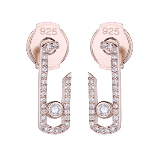 SHADOWHUNTERS oryginalny 925 szterling srebro ruszaj się kolczyki z kamykami wyczyść CZ dla kobiet mała biżuteria ślubna akcesoria robić robienia: róża złoto