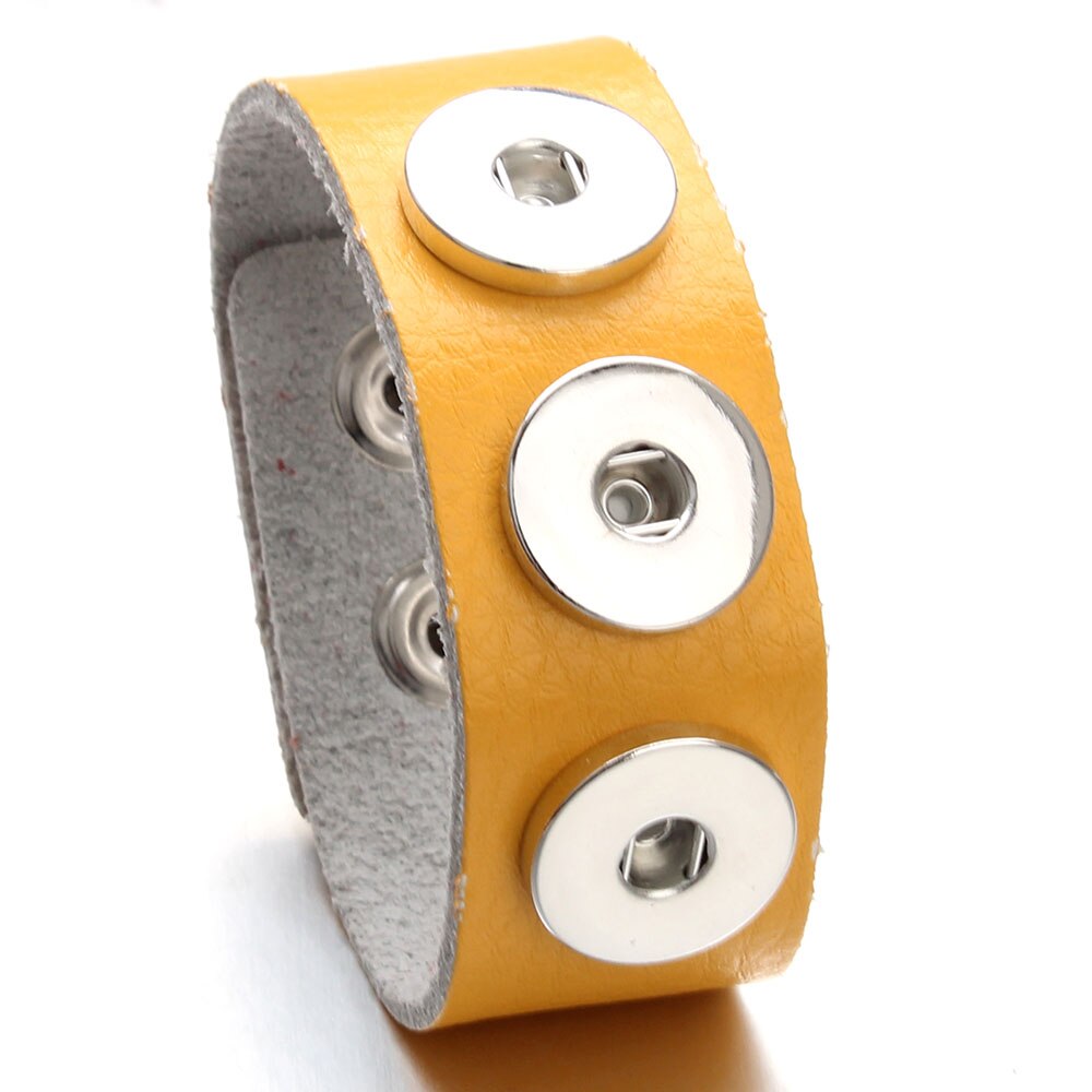 3- knops armband met drukknopen van leer voor vrouwen, wikkelarmband met bedel, boho, bohemian armbanden, armband voor vrouwen, sieraden  zg510: Zg510- geel