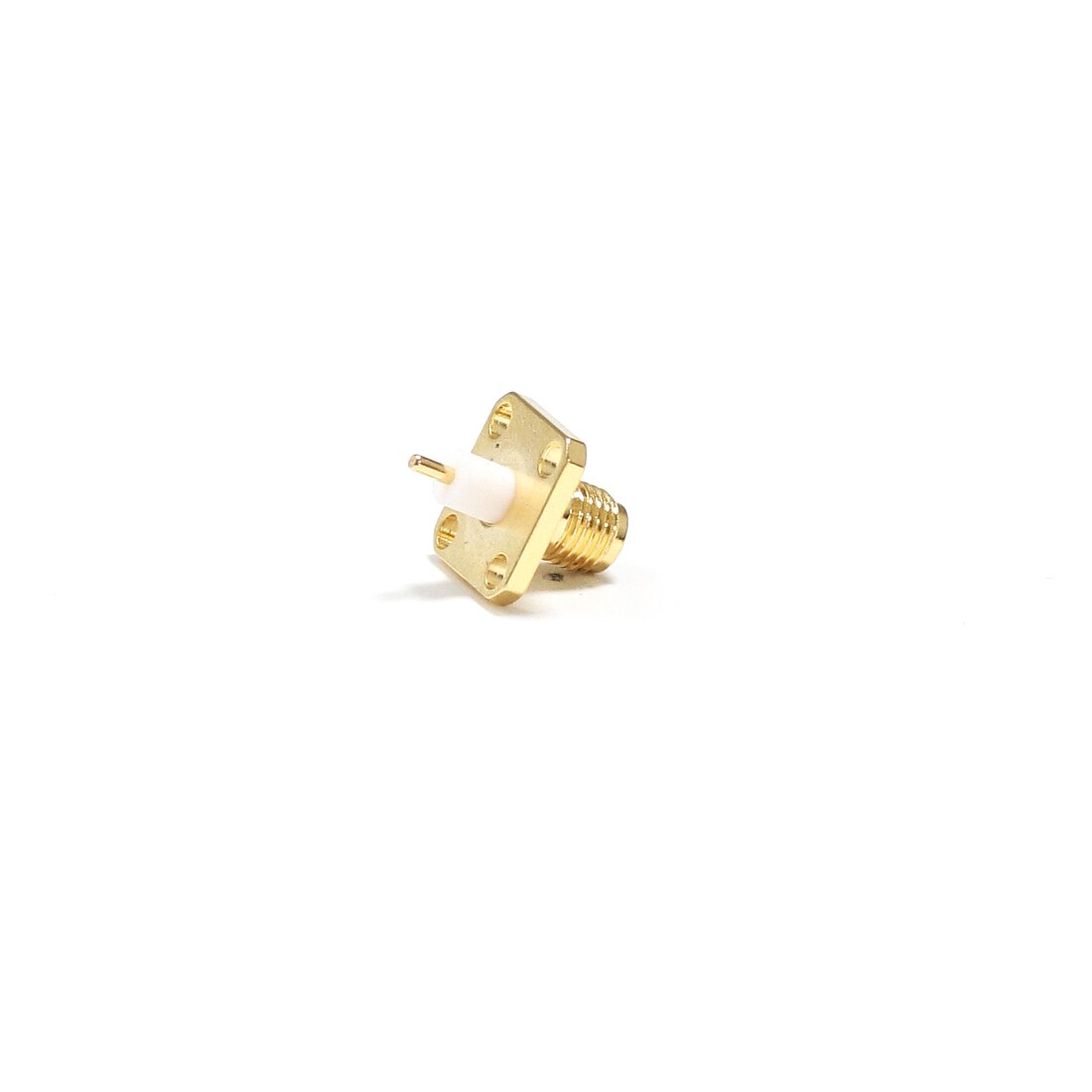 1pc SMA Female Jack RF Coax Modem Convertor Connector 4-Hole Flange Solder Post Straight Insulator Long 4mm Goldplated