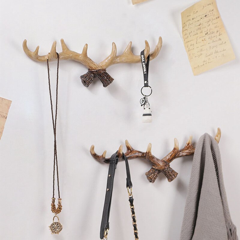 Colgador de pared con forma de cuerno de ciervo, estilo Retro europeo, , para colgar ropa, bufanda, almacenamiento de llaves, organizador, decoración del hogar