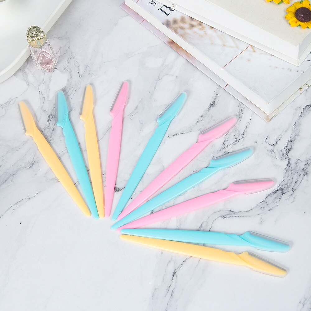 Recortador de cejas portátil, maquinilla de afeitar para cejas, removedor de vello Facial, tijeras, herramienta para dar forma a las cejas, maquillaje Facial, 10 Uds.