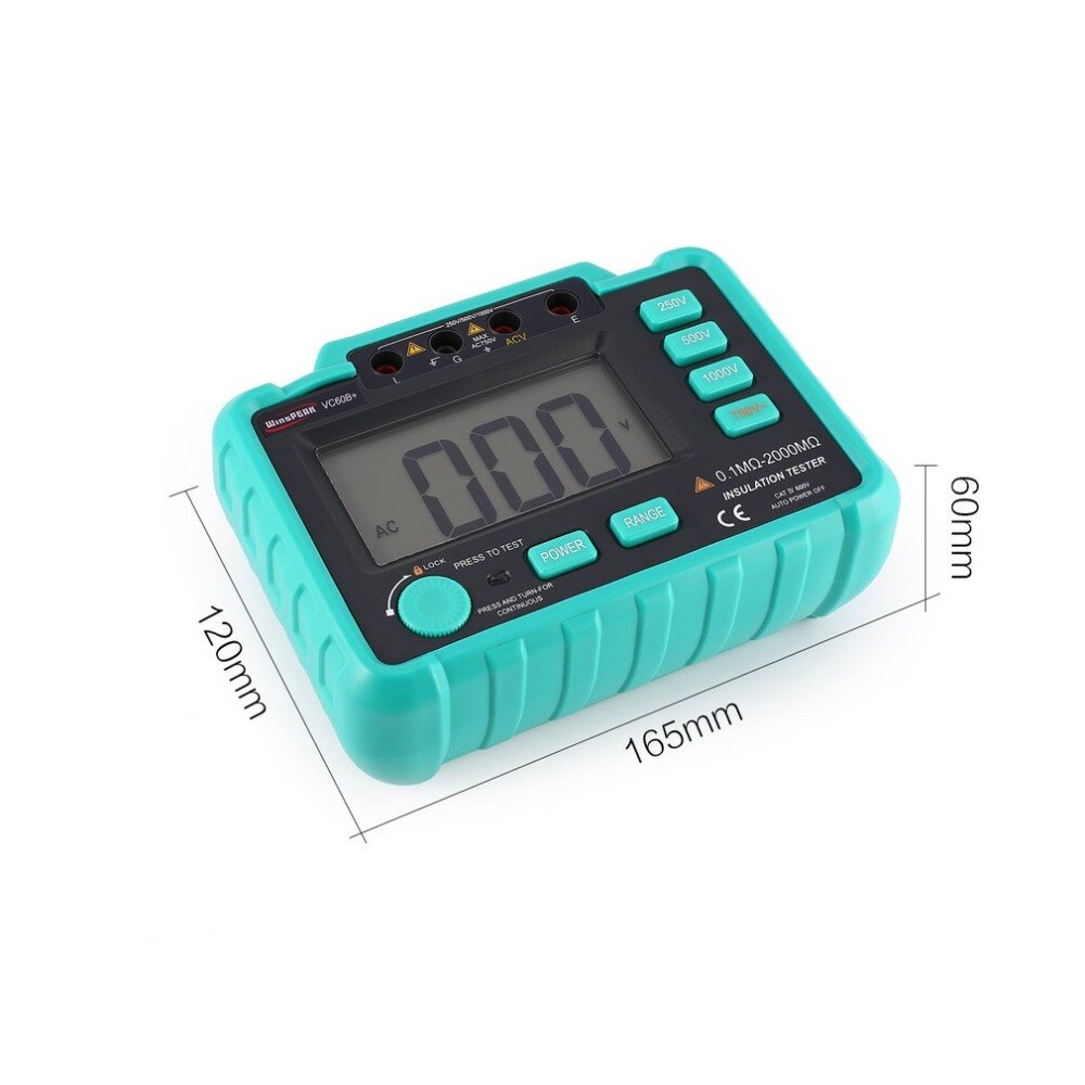 VC60B+ 1000V Digital Auto Range Insulation Resistance Meter Tester Megohmmeter Megger High Voltage LED Indication