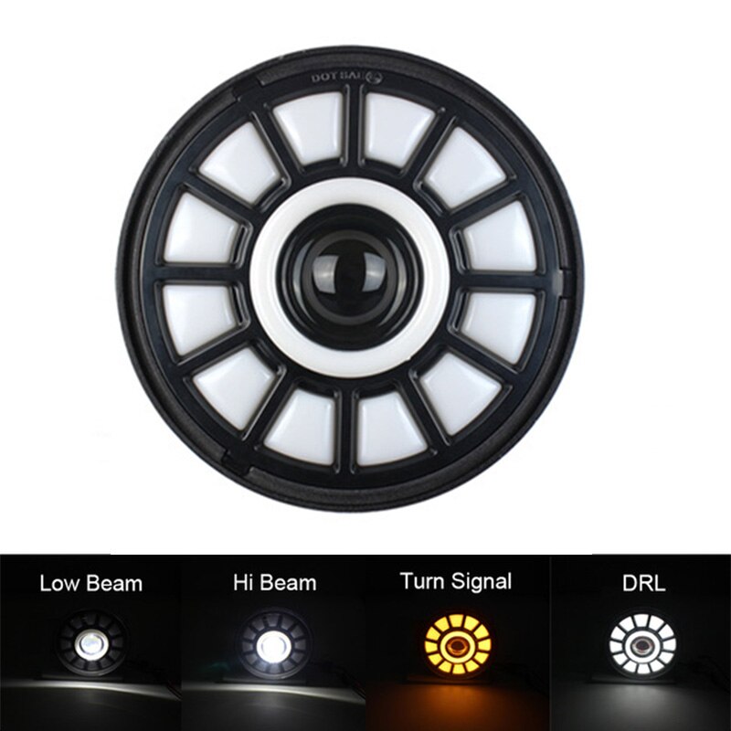 Motorcycle 7 inch LED Headlight for Harley Touring Ultra Classic Electra Street Glide Road King Yamaha Motorcycle Headlamp: Type N