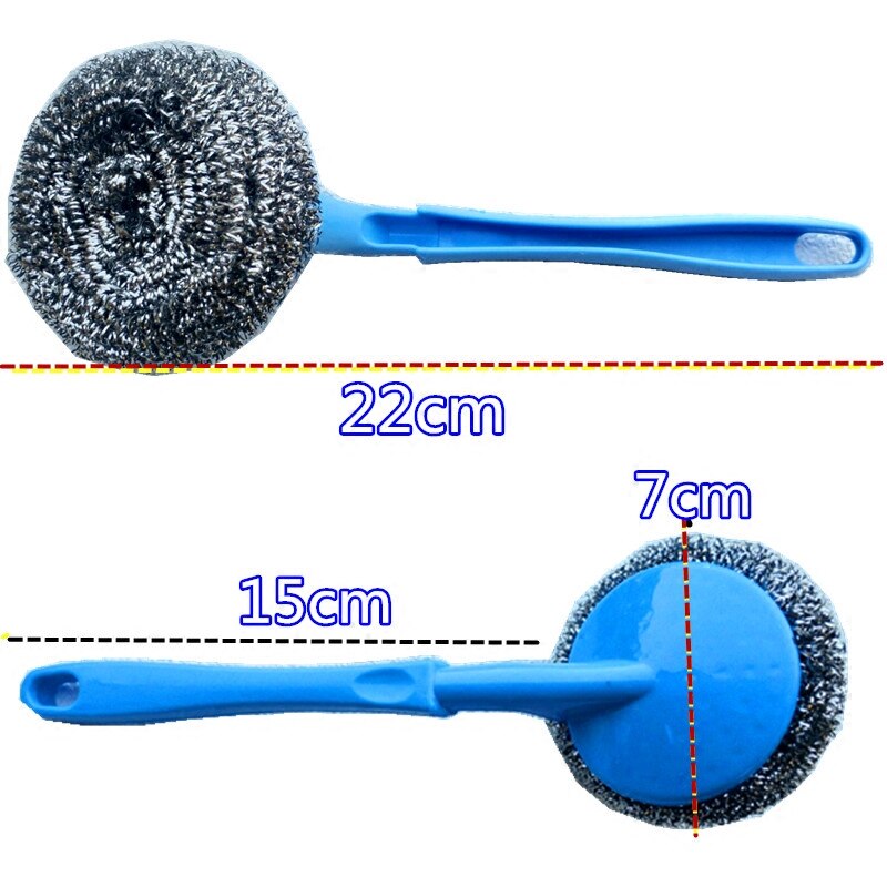 20pcs/lot Stainless Steel Ball Cleaner Kitchen Pot Cleaning Brush Steel Wire Sponge Ball With A Handle Waffle Maker Cleaner