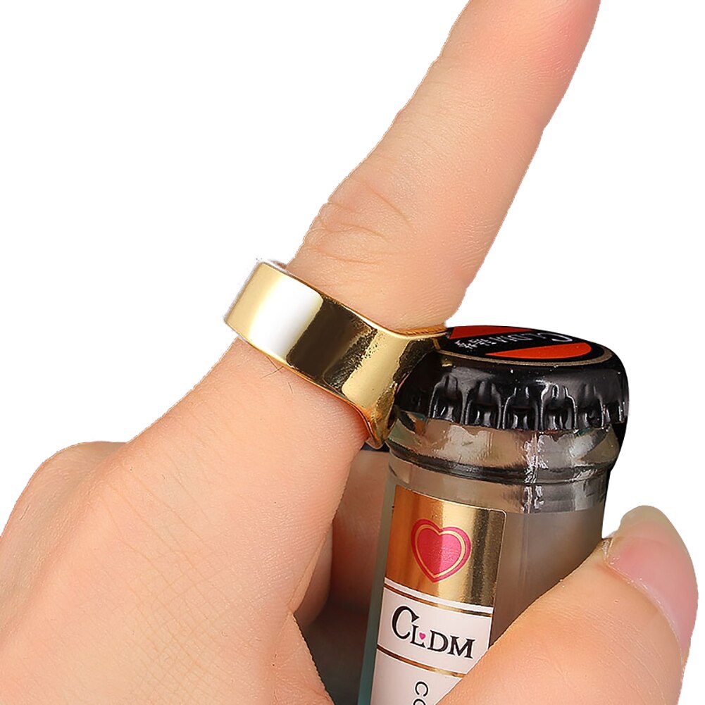 1PC 22mm Gold Bottle Opener Ring Corkscrew Stainless Steel Finger Ring Beer Can Openers Gadgets Cool Bar Kichen Accessories