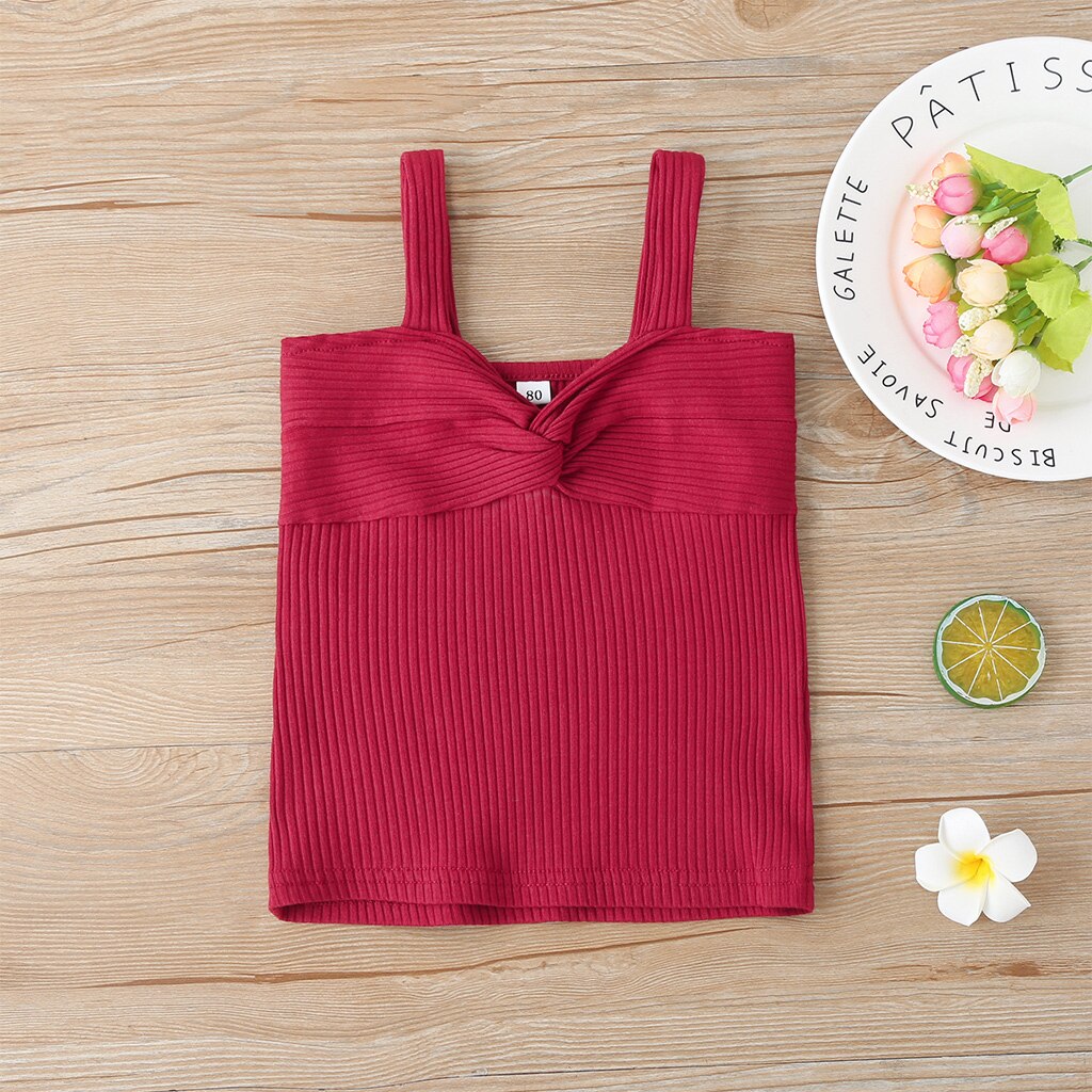 9M-3Years Sling Mouwloos Vest Voor Peuter Baby Baby Meisjes Zomer Effen Kleur Tops: Rood / 12m