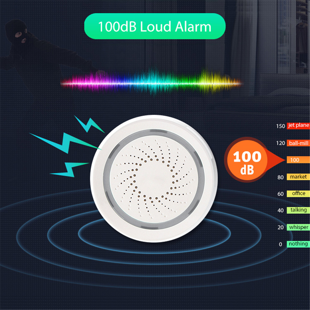 Smart Home WiFi Siren Alarm Sensor USB Power Via iOS Android APP Notification Plug And Play No HUB Requirement