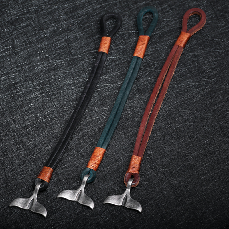 MKENDN-pulsera de cuero con cola de ballena para hombre y mujer, joyería de playa, estilo Punk de verano