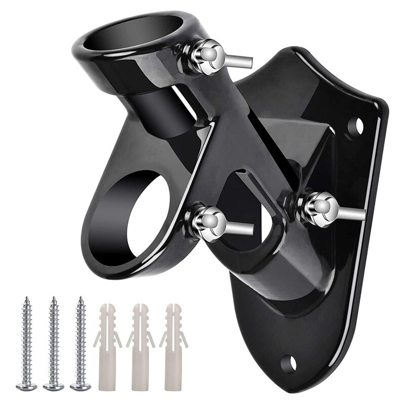Flag Pole Holder Dual Position Flag Pole Mounting Bracket for House Steel Aluminum Flag Pole Mount Bracket: bright black