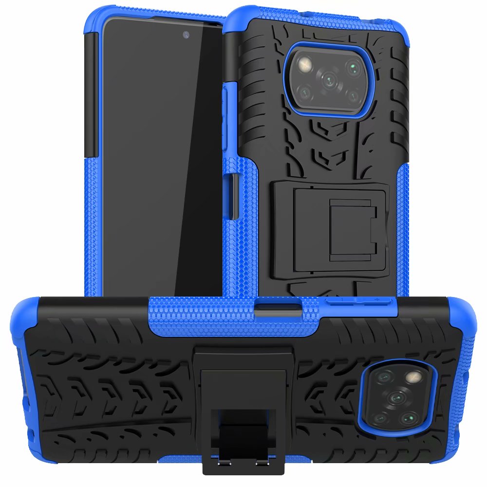 Armor telefoonhoesjes voor xiaomi poco  x3 nfc-hoesje + gehard glas, zachte pc-gel, hybride bescherming, siliconen harde hoes: Blauw / Enige geval