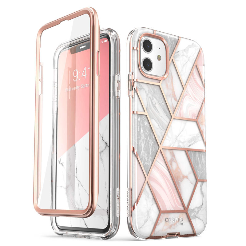 i-Blason For iPhone 11 Case 6.1 inch Release) Cosmo Full-Body Glitter Marble Bumper Cover with Built-in Screen Protector