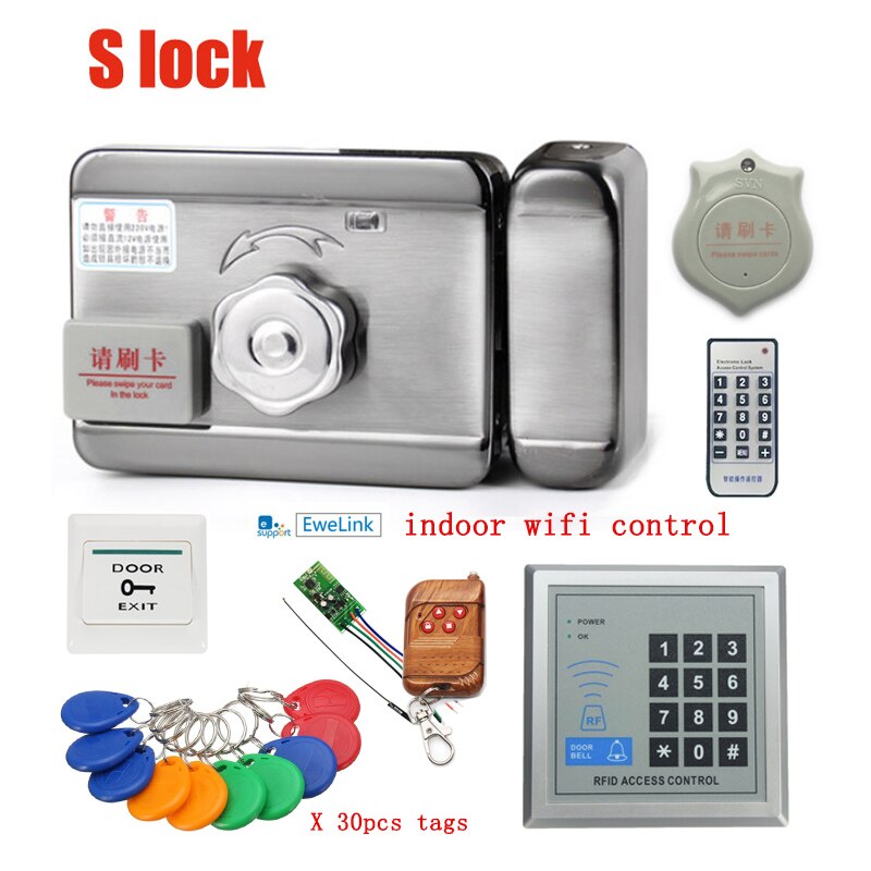 Automatic Door Closers Security System Keypad RFD Door Access Control System Wifi Access Control RFID Reader Electronic Lock Kit: S kit C