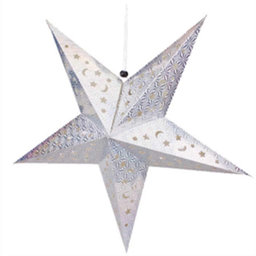 1PC 30cm-45cm-60cm Shiny Star Paper Lampshade lanterns Party Decoration Craft For Wedding Christmas Party Decoration Supplies: silvery / 45cm