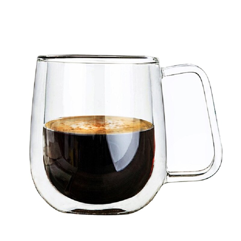 Kaffekopper sæt te krus håndlavede øl drikke et krus kontor krus gennemsigtige drikkevarer dobbelt glas kopper: Default Title