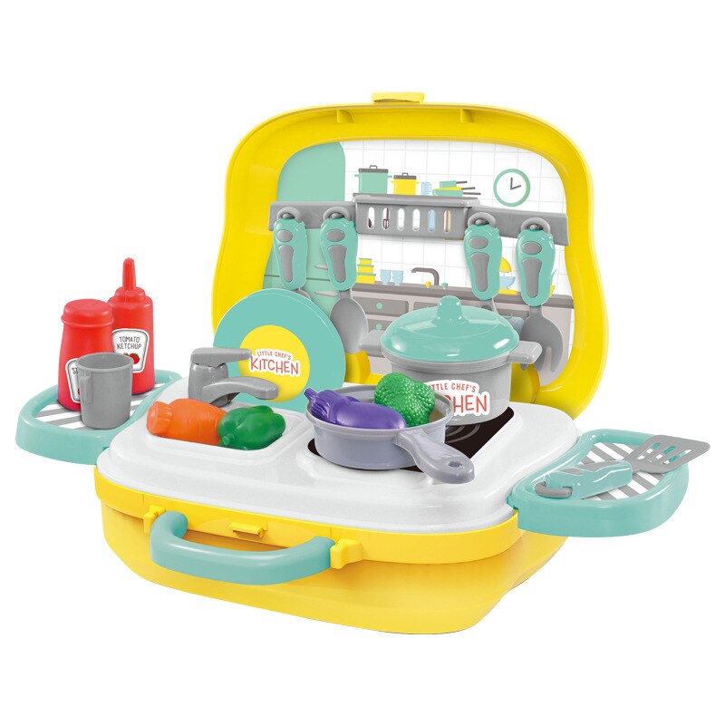Fantasiespel Kinderen Beauty Mode Speelgoed Simulatie Plastic Keuken Koken Servies Make Up Gereedschap Set Arts Supermarkt Koffer: 905 Tableware