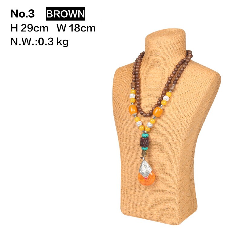 Hanf Seil Halskette Display Stand Halter Nizza Neue Halskette Aufhänger Schmuck Display Büste Modell Rack: No.3 Brown