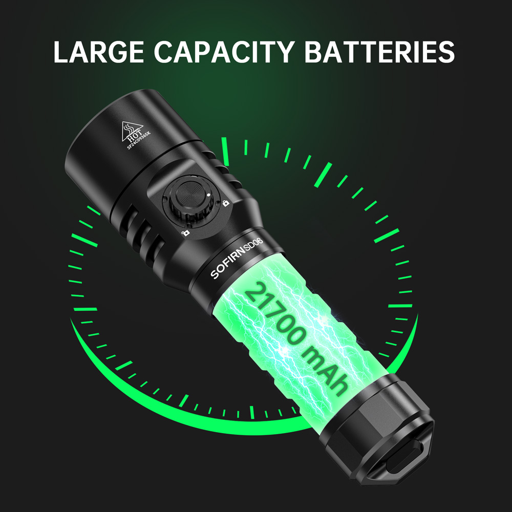 Sofirn SD06 Scuba Diving Light SFT70 Powerful 3200lm 21700 Dive Flashlight Rotary Switch With Lock Mode 6500K
