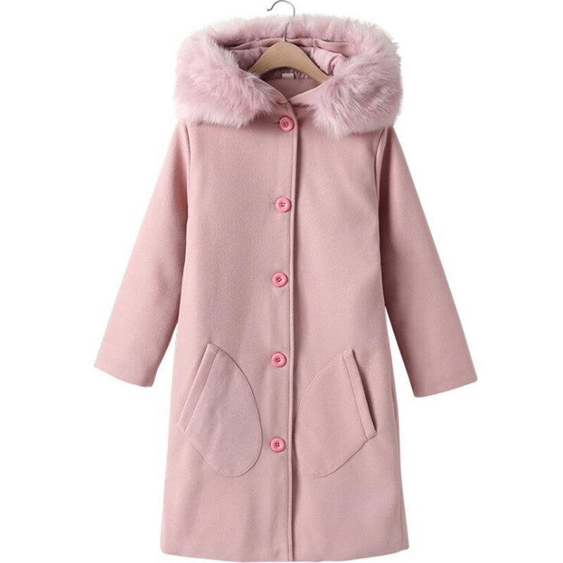 Weoneit Kinderen Meisje Overjas Winter Mode Wollen Jas voor Meisjes Tieners Capuchon Warme Lange Bovenkleding Kinderen Winddicht: 13