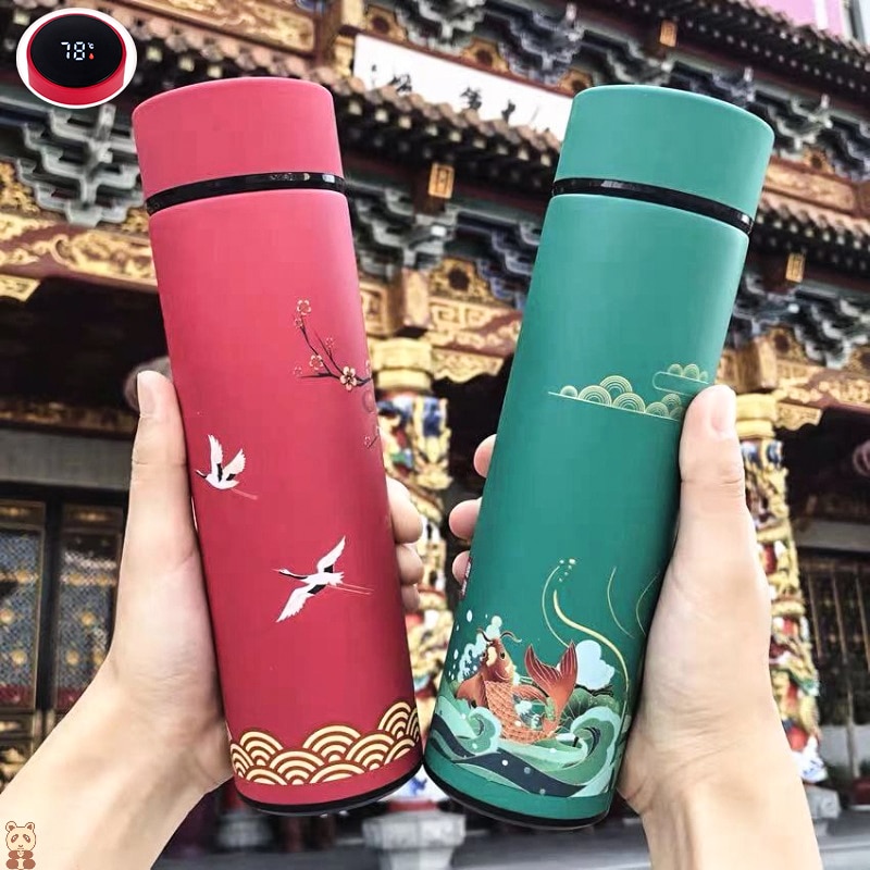 500ml Chinese Style Stainless Steel Vacuum Flask Water Bottle With Filter Insulated Thermos Coffee Mug Thermocup Travel Bottles