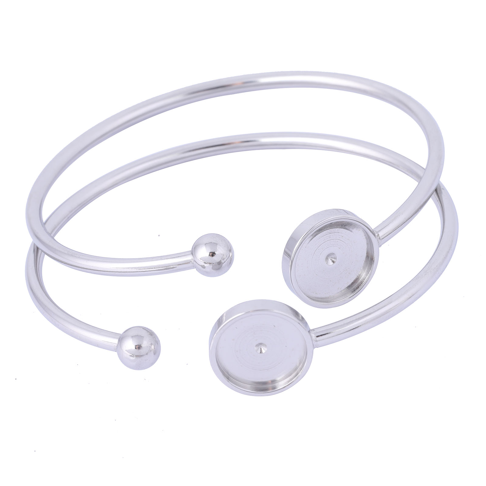 2pcs Stainless Steel Rose Gold Bendable Cuff Bracelet Base Blanks Fit 12mm Cabochon Bangle Setting Trays Diy Jewelry Findings: WHITE