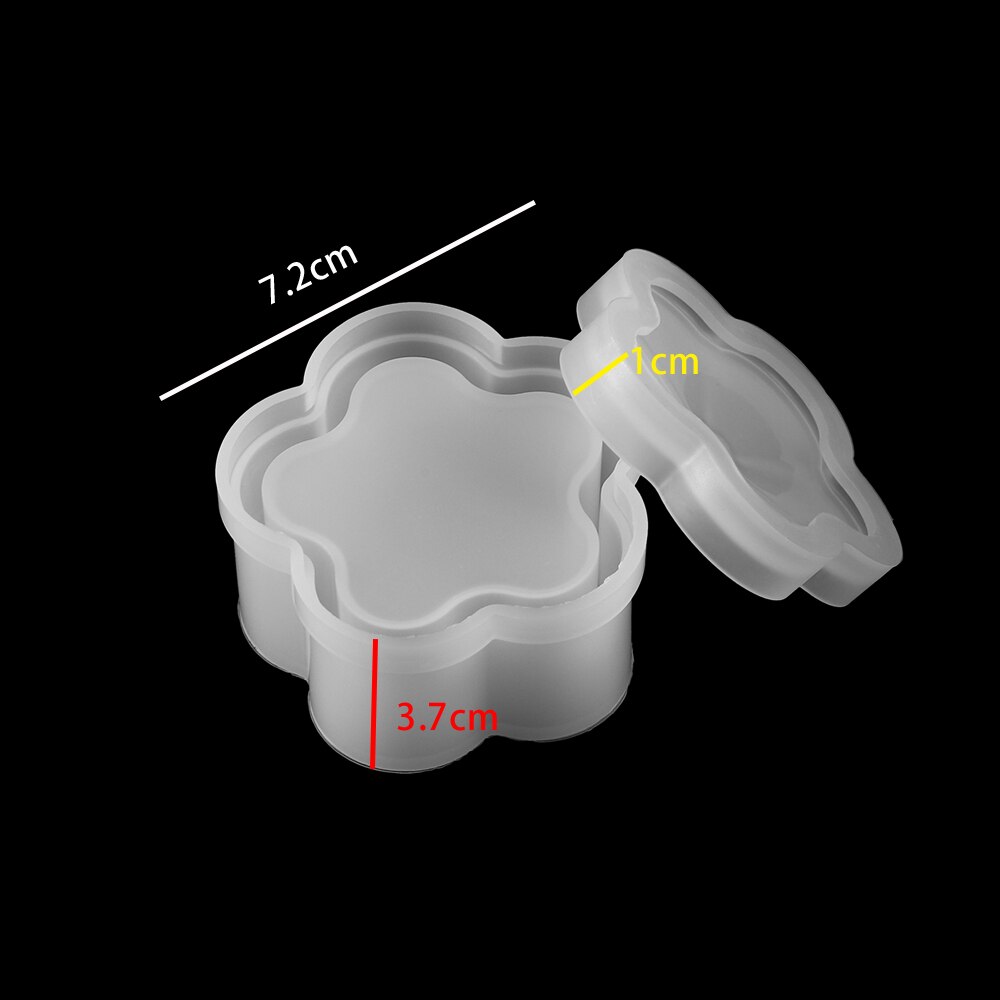 Caja de almacenamiento redonda de corazón, moldes de silicona cuadrados de cristal, molde de resina epoxi, caja de baratijas para manualidades DIY, herramientas de almacenamiento para fabricación de joyas: 4