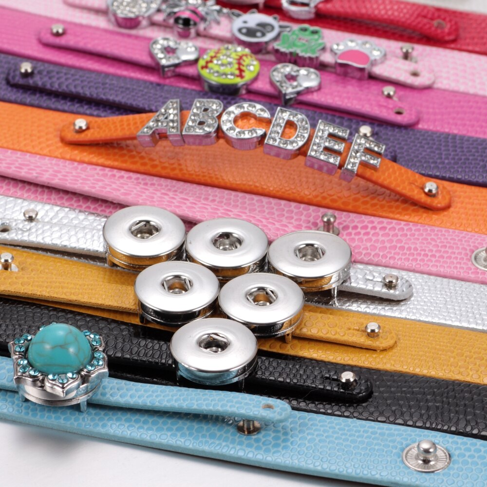 Commercio All'ingrosso caldo 15 Colori di Alta Qualità Braccialetto di Cuoio e Braccialetti FAI DA TE Gioielli Scatto fit 18mm Con Bottone A Pressione SZ0370l