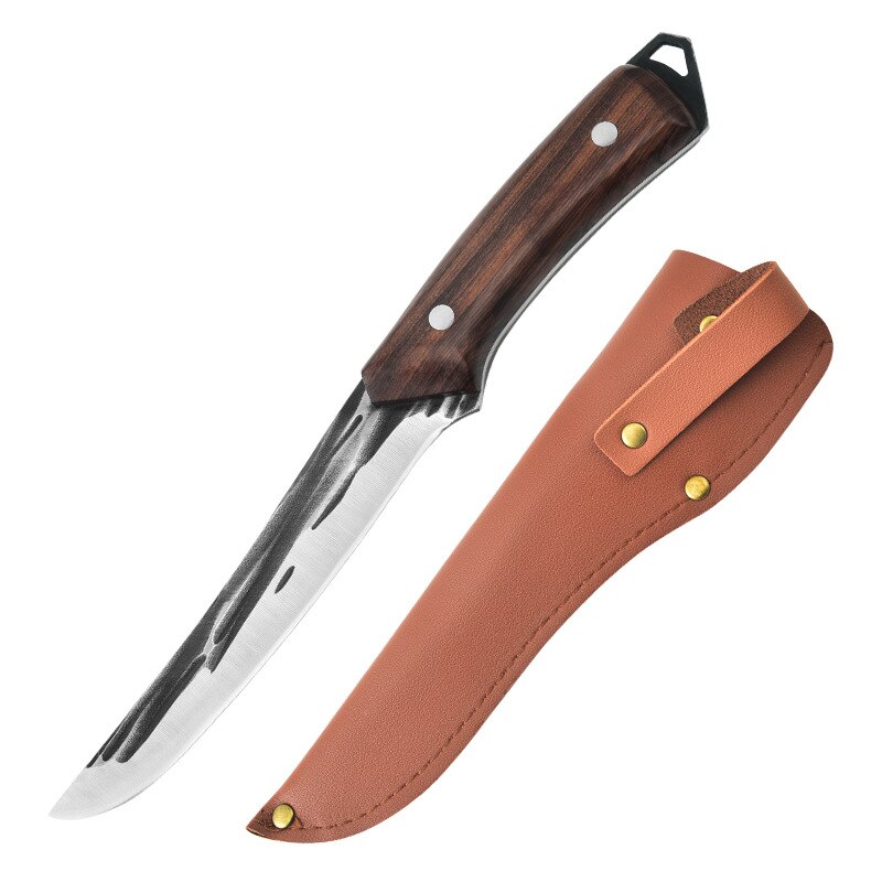 Forged Boning Knife Set Handmade Chef Knife Kitchen Knife Slaughtering Knife Wooden Handle Knife Cooking Tools: D (with sheath)