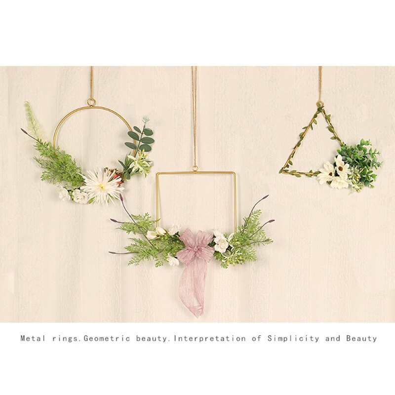 Le plus Polygona Simulation fleur couronne porte tenture murale fleur cerceau couronne anneau en métal guirlande suspendue pour décoration murale de mariage