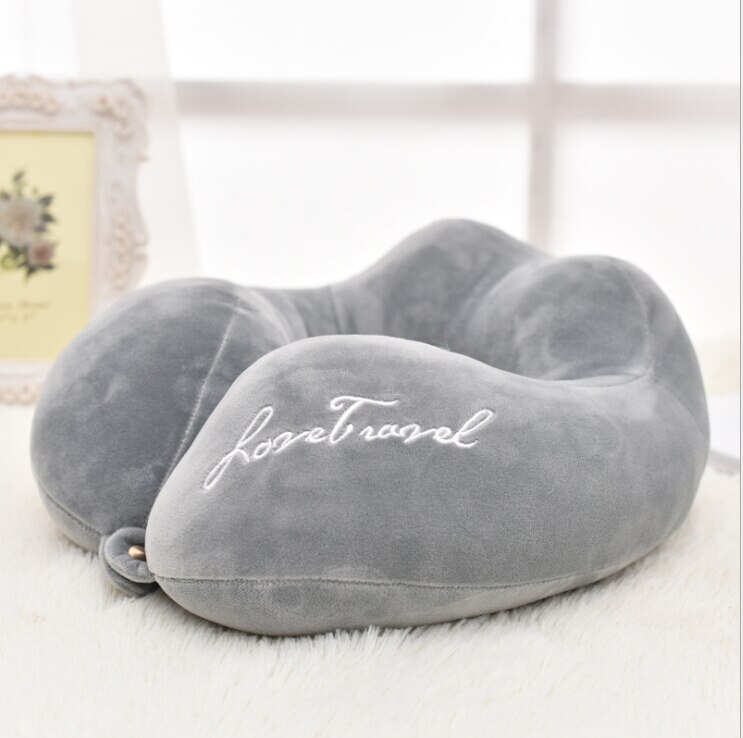 Memory Foam Pad U-vormige Reizen Kussen Vliegtuig Reizen Sleep Head Rest Ondersteuning Kussen Soft Foam Nekkussen Auto Kussen kussen: Light Grey