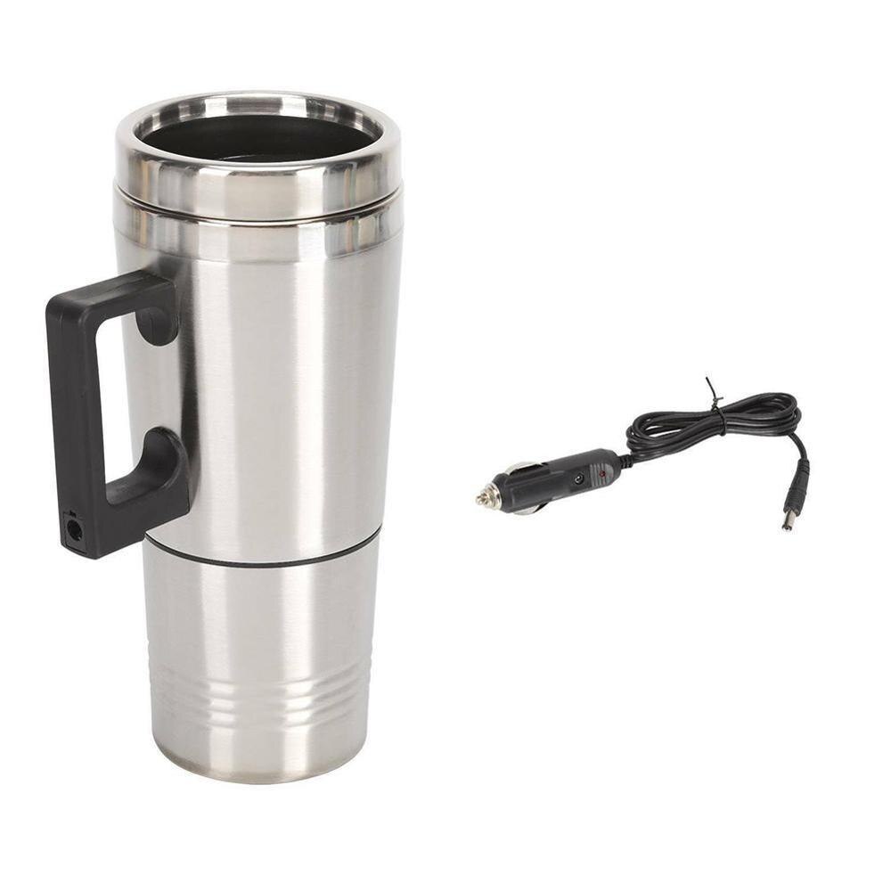 Travel 12V Car Thermos Thermal Heating Mug Cups Plug Auto 12V Adapters Steel Stainless 500ml Mug Heated W8D5: Default Title