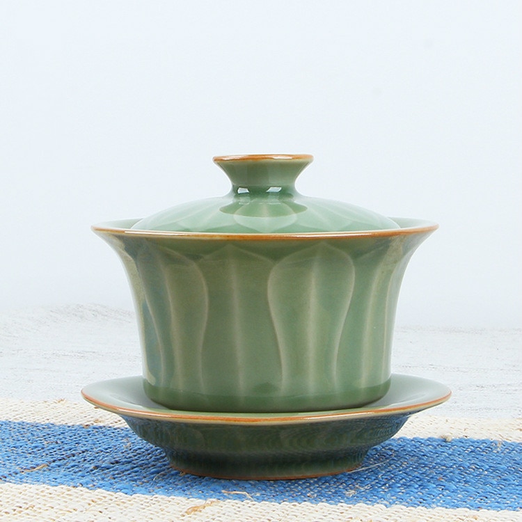 Gaiwan Chinois Traditionnel - Porcelaine à Fleurs De Prunier - 300ml - Set Thé Kung Fu