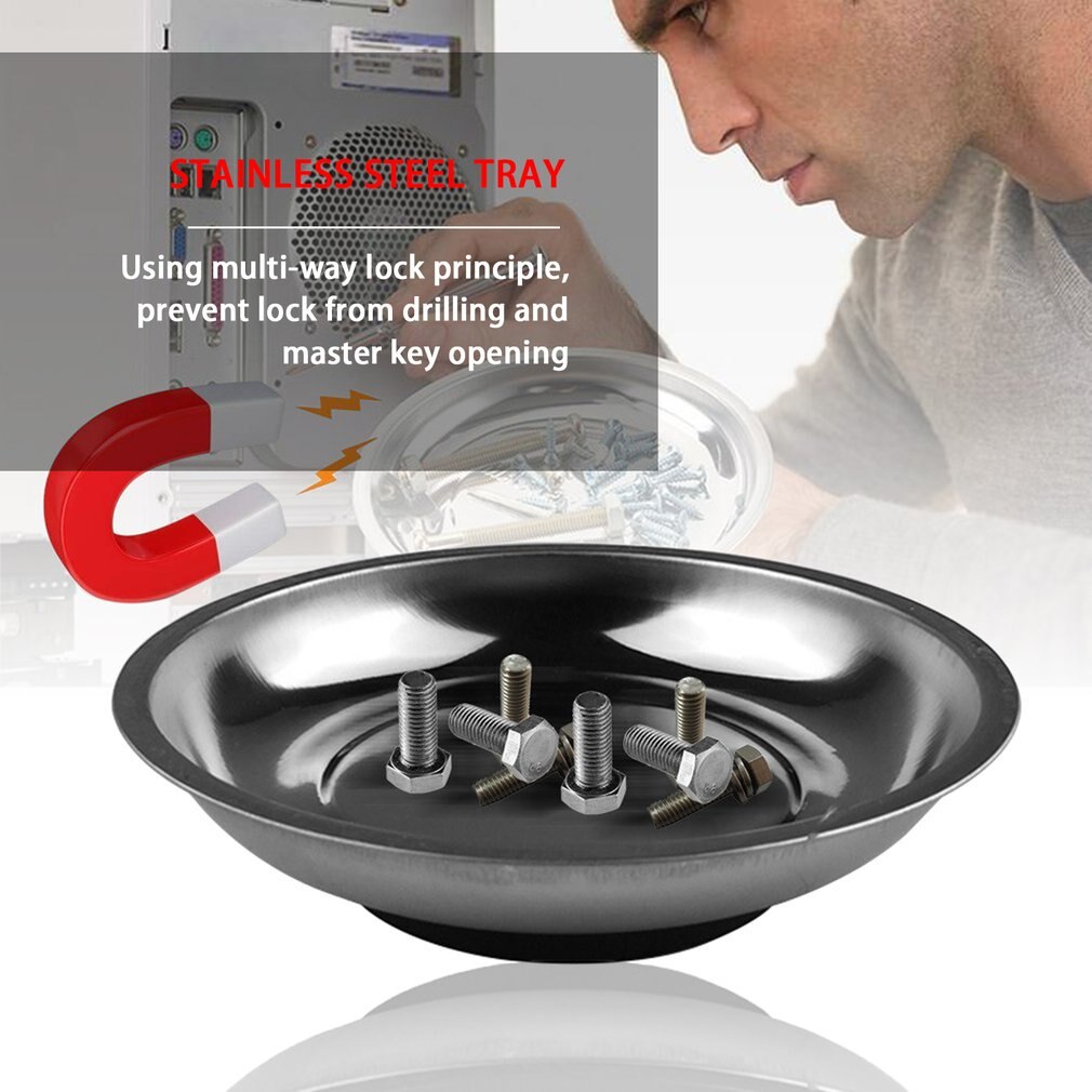 4 Inch Magnetic Stainless Steel Storage Box Organizer Tray Nuts Bolts Screws Part Storing Bowl Jewelry Beads Screw Organizador