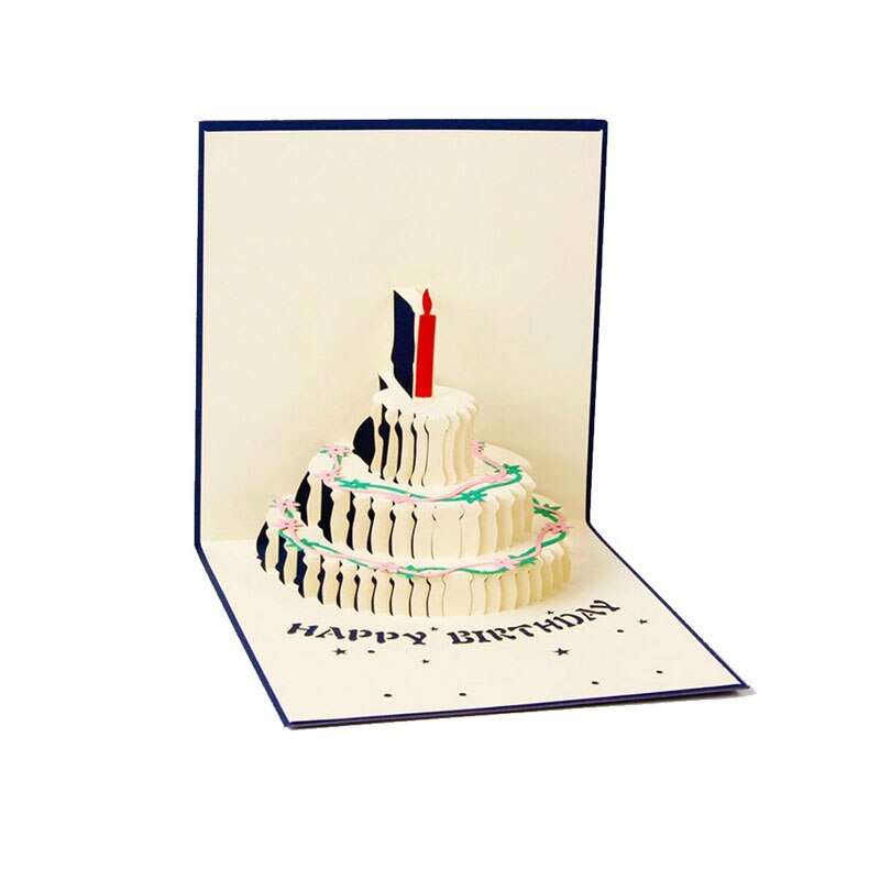 Greeting 3D Pop Up Cards Birthday Cake Valentines Day Custom Christmas Postcard