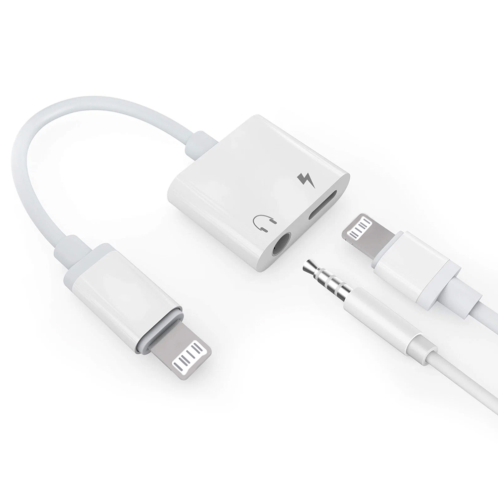 Byscoon Audio OTG Adapter do iPhone 14 13 12 11 Pro Max Aux Jack Słuchawki 3,5 mm do gniazda słuchawkowego Ładowarka Rozgałęźnik Konwerter: WHITE