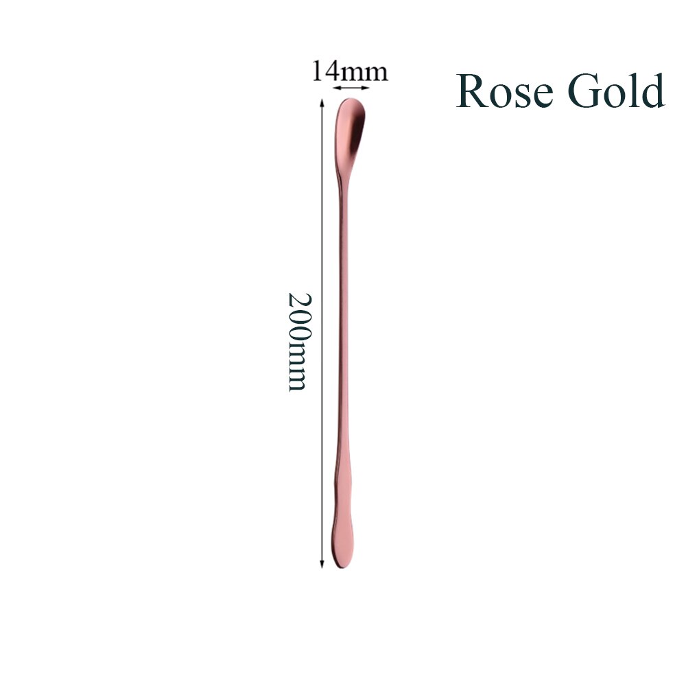 Stijl 1Pc Rvs Koffie Lepel Met Lange Steel Kleurrijke Koffie Scoops Dessert Thee Lepel Gevulde Keuken Gadget tool: 200mm rose gold