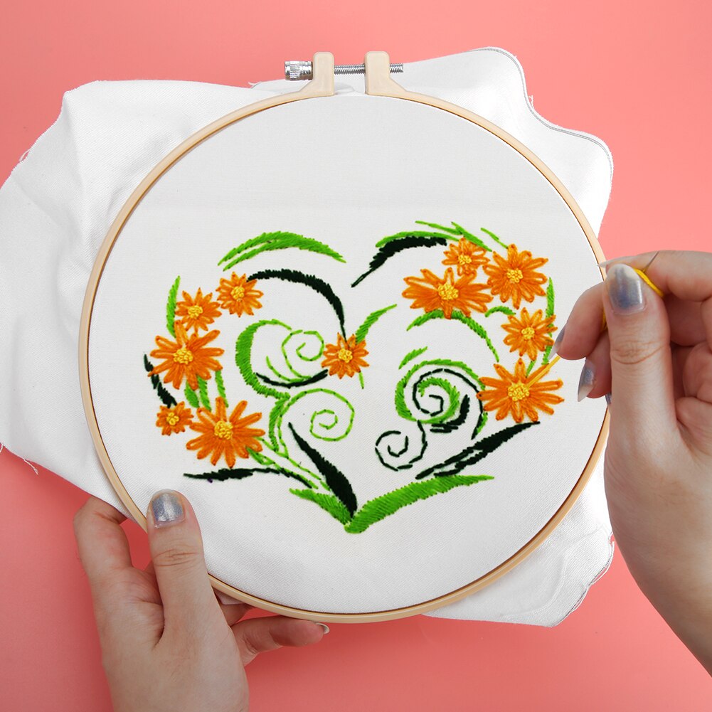 Flor naranja crisantemo flor kit de punto de cruz algodón seda bordado de hilo DIY hecho a mano costura set decoración del hogar