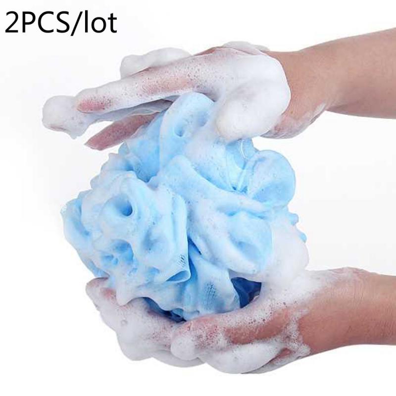 2 Teile/los Schlecht Dusche Wäscher Schwamm Peeling Körper Pinsel Gittergewebe Ball Weichen Körper Massage Schwamm Waschen Haut Feuchtigkeitsspendende Spa Schaum