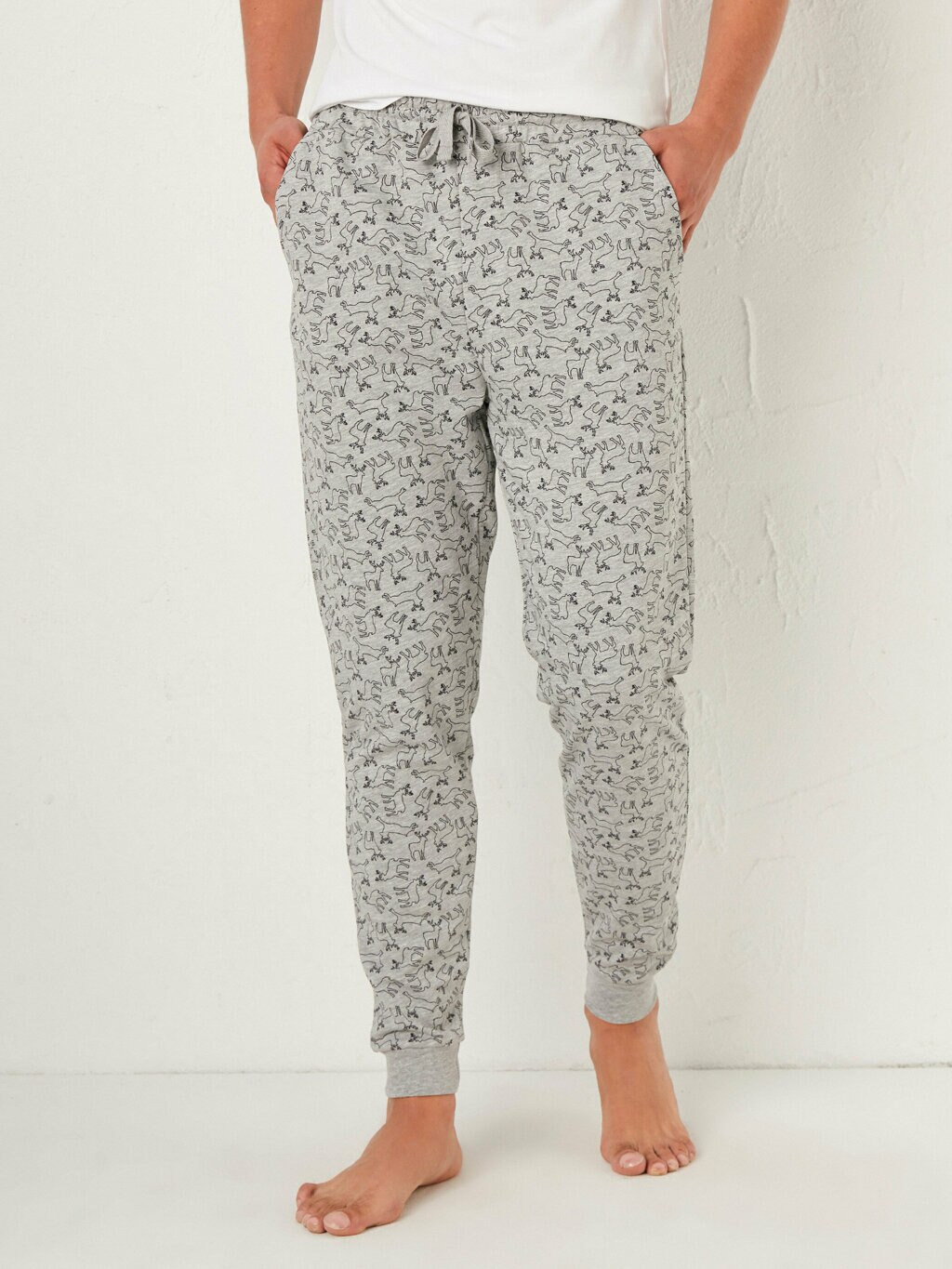 Pyjama Bodem Voor Mannen Geometrische Elastische Zachte Alle Seizoen Broek Thuis Pak Мужская Одежда Для Сна Katoen S M L Xl Pyjama: Grijs / Xl