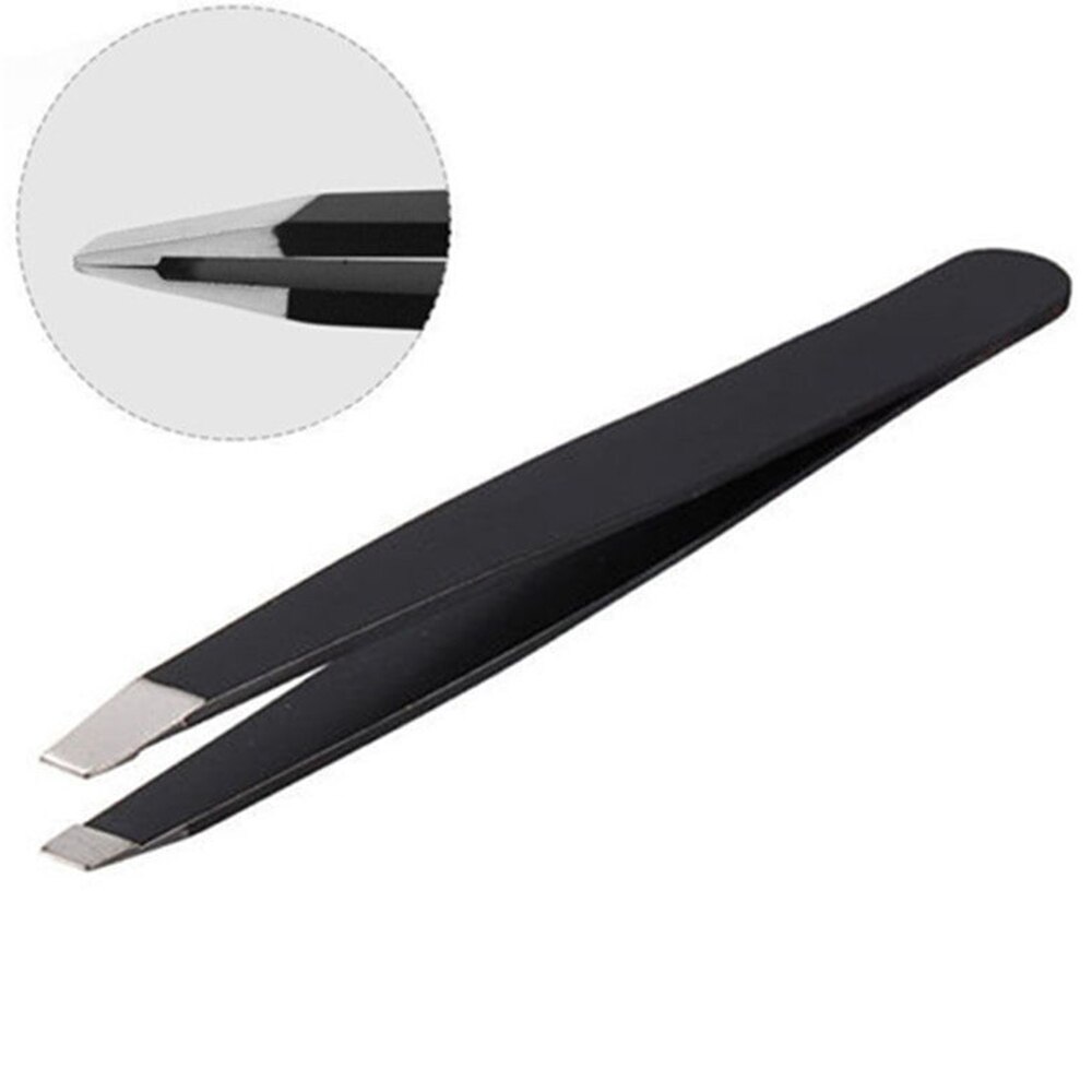 3 stks/set Wenkbrauw Pincet Rvs Punt Tip/Slant Tip/Flat Tip Ontharing Makeup Tools Accessoire met bag Case: 1pc black
