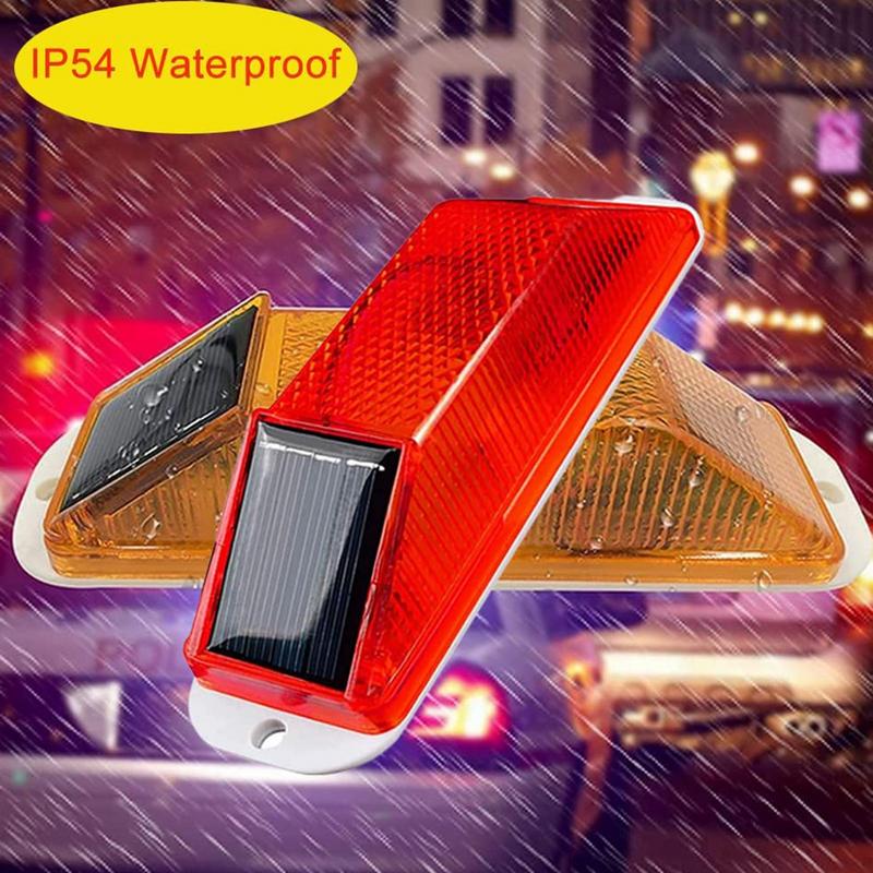 Solar Strobe Warning Light LED Lamp Waterproof Night Safety Driving Solar Strobe Flashing Lights LED Chip Car Accessories