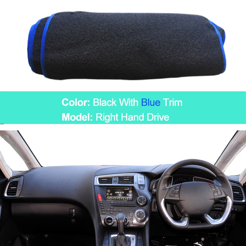 Car Inner Dashboard Cover Dash Mat Carpet Cape Cushion For Citroen DS DS5 - LHD RHD Car Styling Rug: RHD Blue