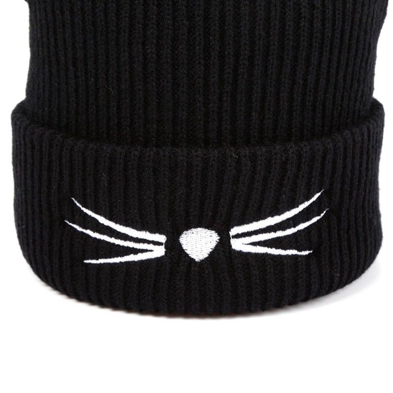 Hirigin nyeste kvinder vinter djævelhorn katte øre hæklet flettet strik ski uld baretter kasket hat
