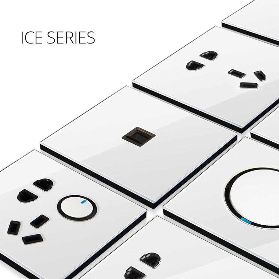 Wallpad Crystal Glass Panel 2 USB Charger Wall Power Socket Outlet 5V 2400MA